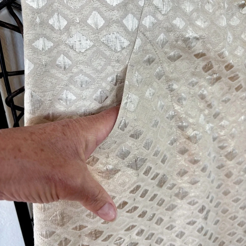 TORY BURCH Cream Patterned Sleeveless Dress